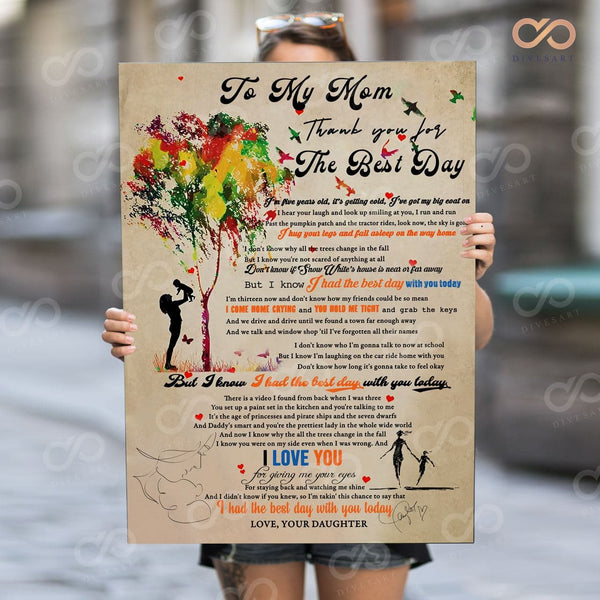 Divesart - To My Mom, Thank you for - The Best Day, Canvas - Mother's day Gift